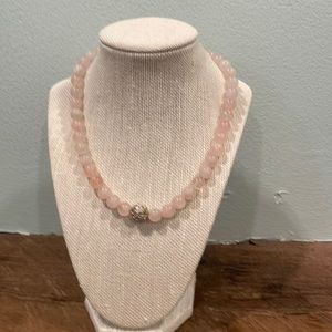 Healing pink quartz necklace for women,8”,10mm beads